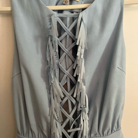 Never worn Moon River light blue open back romper with fringe detail 💙 - Picture 3 of 3